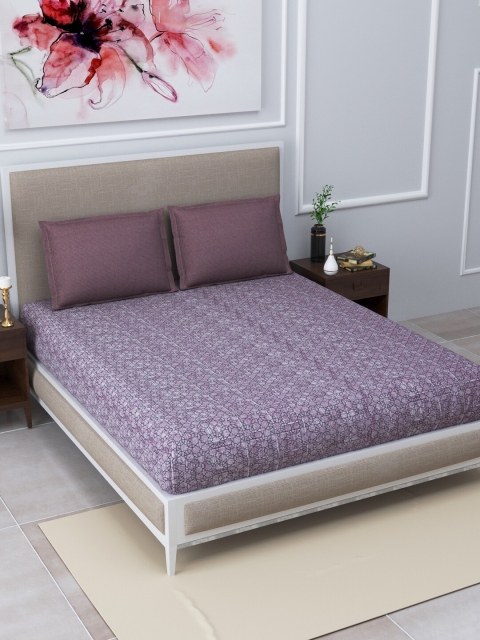 

Home Fresh Purple 120 TC Queen Bedsheet with 2 Pillow Covers