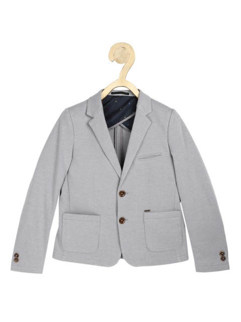 

Allen Solly Junior Boys Grey Solid Single-Breasted Casual Blazer