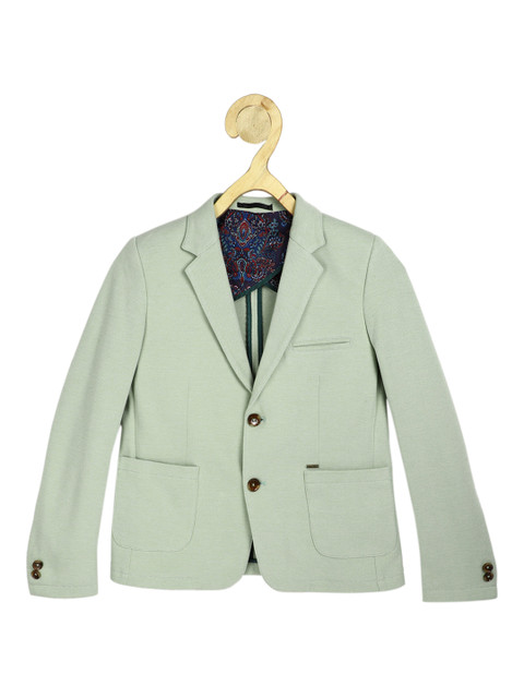 

Allen Solly Junior Boys Green Solid Single-Breasted Party Blazer