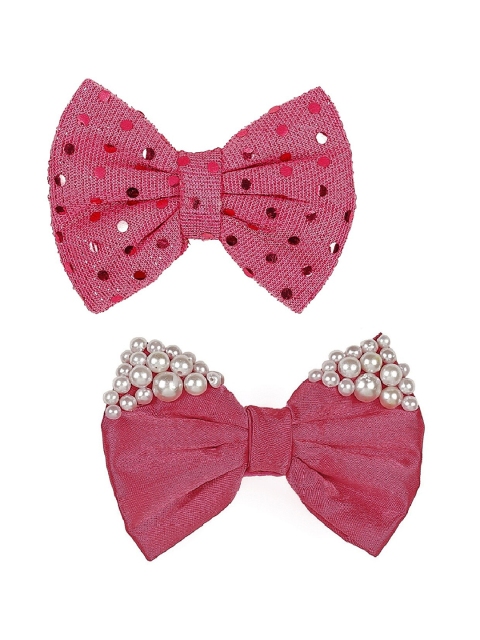 

ONE on ONE Women Pink & White Set of 2 Embellished Alligator Hair Clips