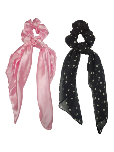 

ONE on ONE Women Black & Pink Set of 2 Ponytail Holders
