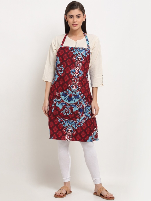 

NEUDIS Red & Blue Tropical Printed 210TC Apron With Front Centre Pocket & Napkin