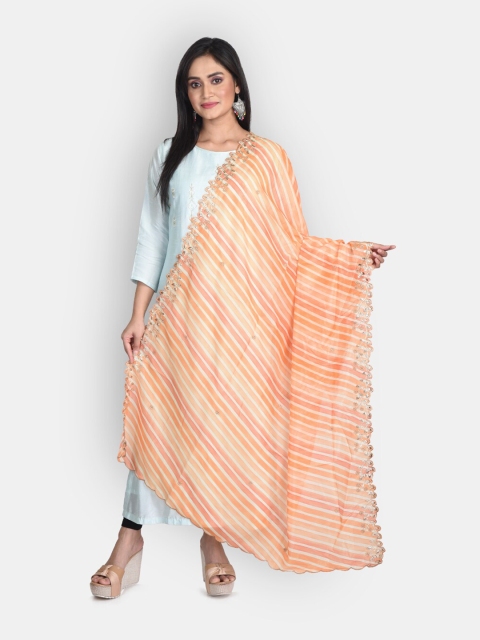 

Sanwara Yellow & Orange Embroidered Pure Silk Dupatta with Zari