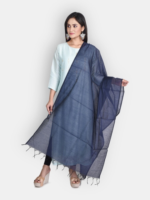 

Sanwara Navy Blue Pure Silk Dupatta