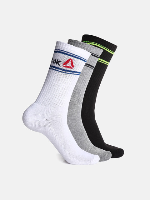 

Reebok Men White & Black Pack of 3 Half Cushion Crew Socks, Grey