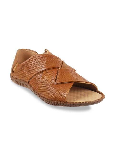 

DAVINCHI Men Brown Textured Comfort Sandals