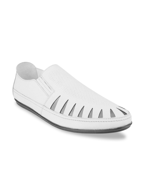 

DAVINCHI Men White Leather Comfort Sandals