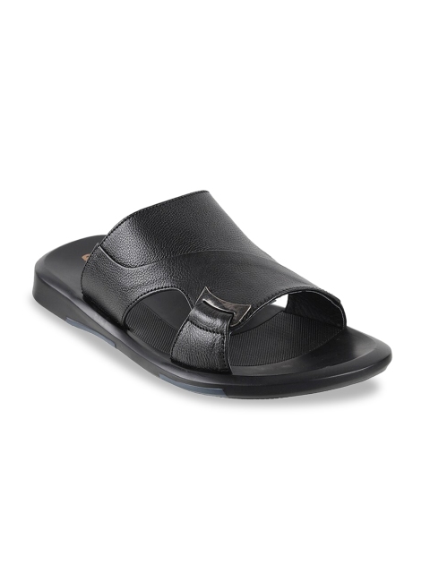 

DAVINCHI Men Black Leather Comfort Sandals