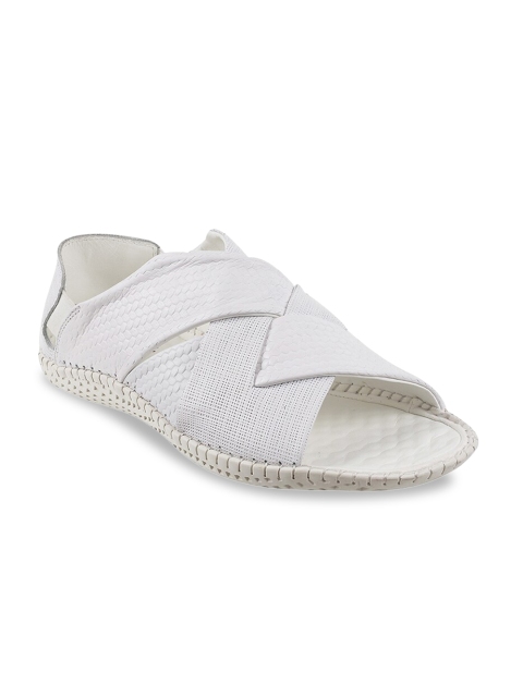 

DAVINCHI Men White Leather Comfort Sandals