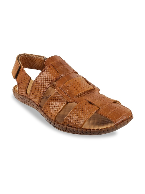 

DAVINCHI Men Brown Leather Comfort Sandals