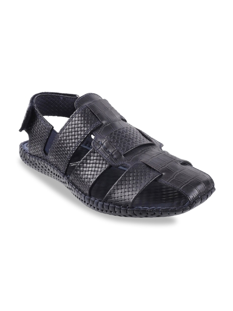 

DAVINCHI Men Navy Blue Leather Shoe-Style Sandals