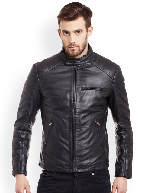 

Justanned Black Leather Biker Jacket