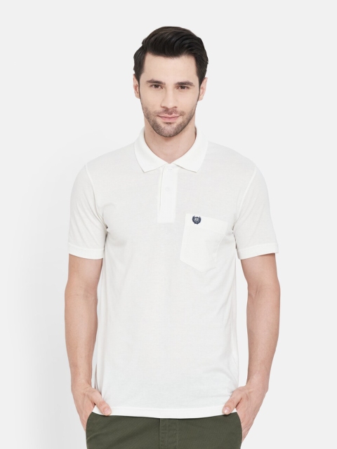 

Duke Men White Polo Collar Pocket T-shirt