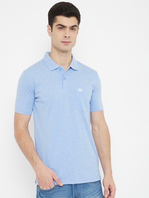 

Duke Men Blue Polo Collar Cotton T-shirt