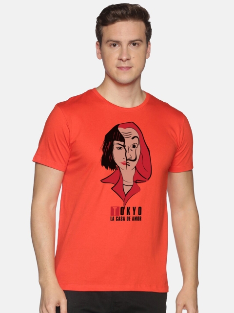 

MASH UNLIMITED Men Red Typography Printed Slim Fit T-shirt