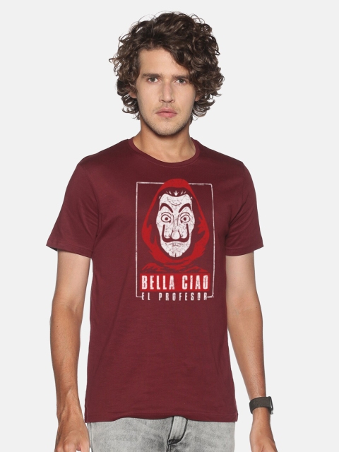 

MASH UNLIMITED Men Maroon Printed Slim Fit T-shirt