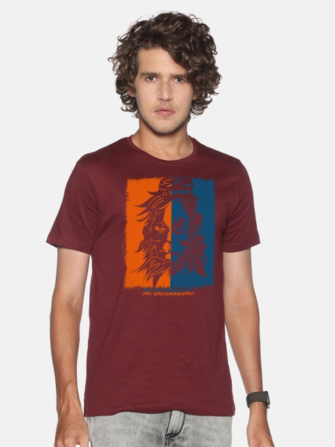 

MASH UNLIMITED Men Maroon Printed Slim Fit T-shirt