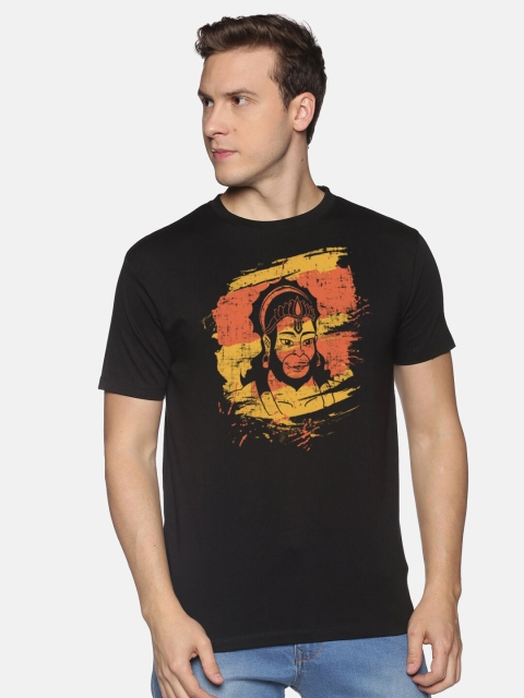 

MASH UNLIMITED Men Black Graphic Printed Cotton Slim Fit T-shirt