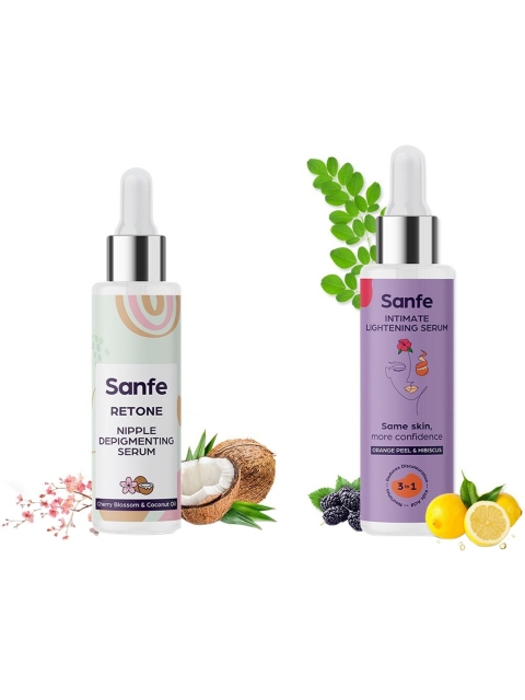 

Sanfe Set Of Orange Peel Intimate Lightening Serum With Retone Nipple Depigmenting Serum, Coral