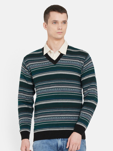 

Duke Men Black & Green Striped Full Sleeve Pullover