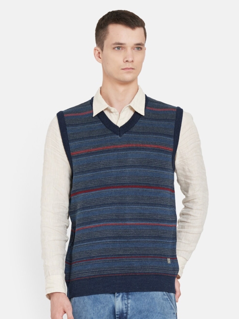 

Duke Men Blue & Red Striped Sweater Vest