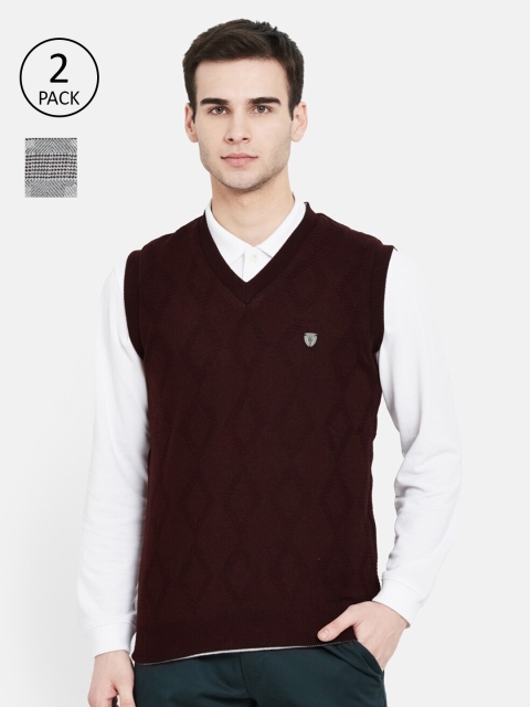 

Duke Men Maroon & Grey Set Of 2 Sweater Vest