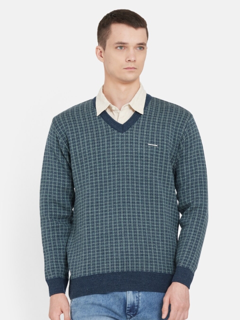 

Duke Men Blue Checked Full Sleeve Pullover