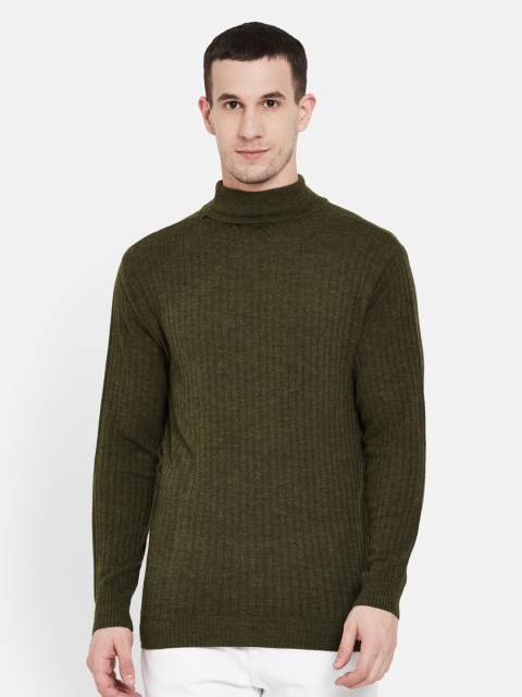 

Duke Men Olive Green Ribbed Pullover