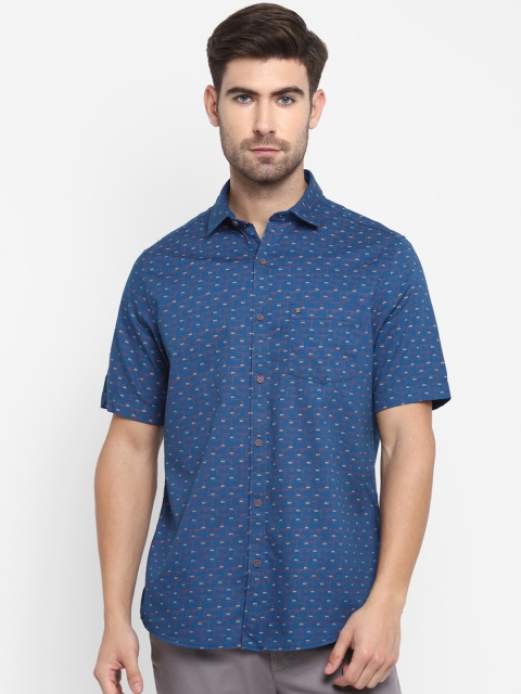 

Turtle Men Blue Slim Fit Printed Casual Shirt