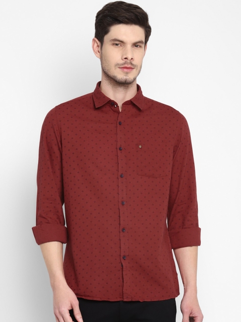 

Turtle Men Maroon Slim Fit Printed Casual Shirt