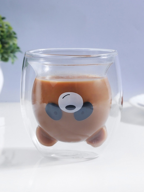

Bigsmall Transparent & Black Solid Panda Shaped Double Wall Glass