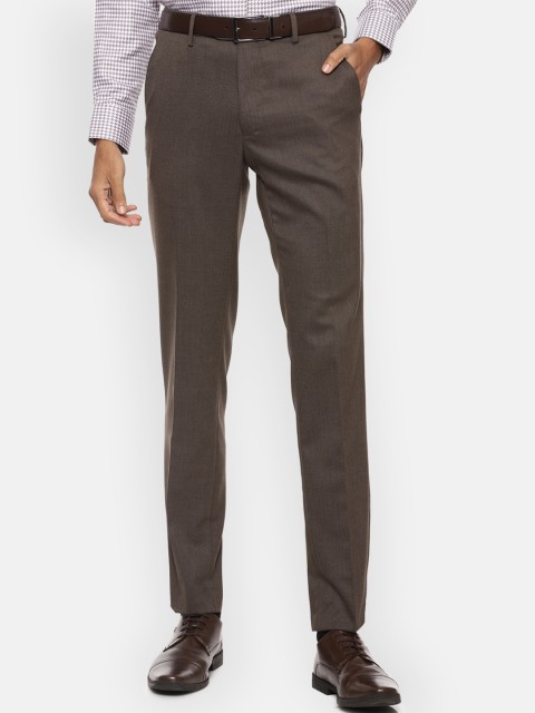 

Van Heusen Men Brown Textured Slim Fit Formal Trousers