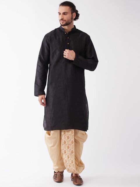 

VASTRAMAY Men Black Kurta with Dhoti Pants