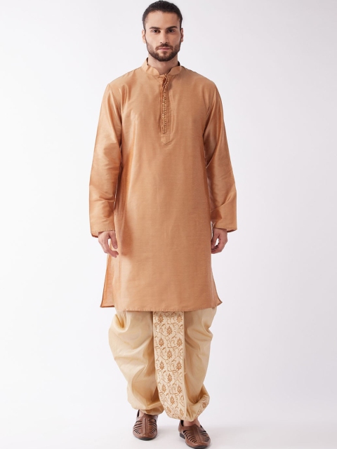 

VASTRAMAY Men Rose Gold Kurta with Dhoti Pants