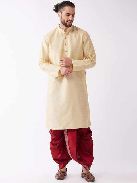 

VASTRAMAY Men Gold-Toned Kurta with Dhoti Pants