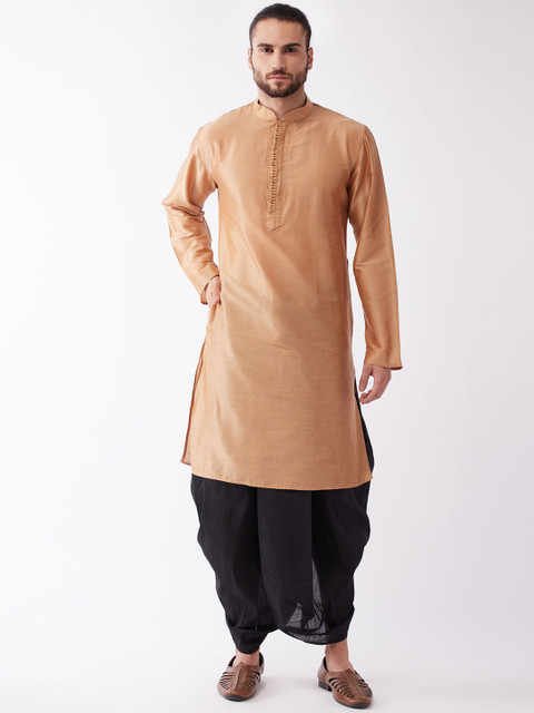 

VASTRAMAY Men Rose Gold Kurta with Dhoti Pants