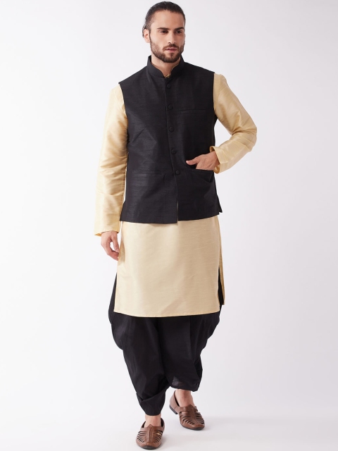 

VASTRAMAY Men Gold-Toned Layered Kurta with Dhoti Pants