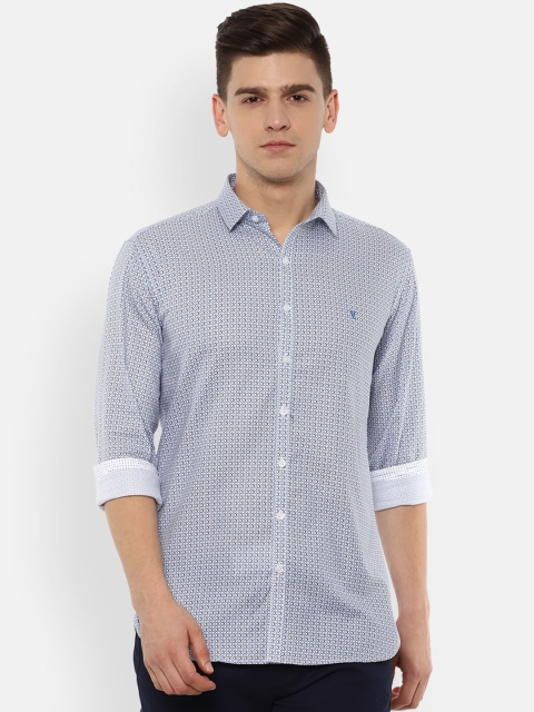 

V Dot Men Blue Geometric Printed Slim Fit Casual Shirt