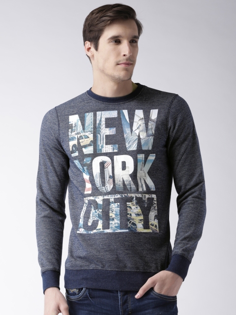 

ALCOTT Men Navy Blue Printed Pullover Sweatshirt