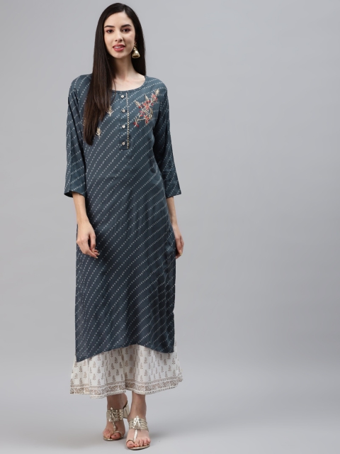 

Sasimo Grey Bandhani Yoke Design Gotta Patti Organic Cotton Gotta Patti Kurti