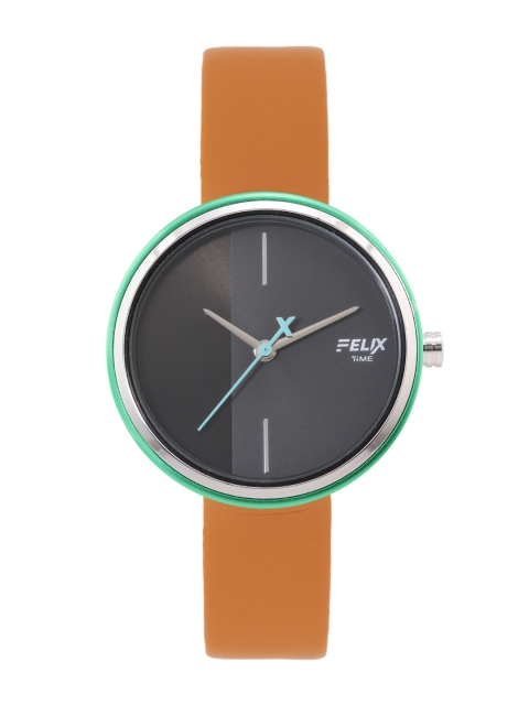 

FELIX Women Charcoal Grey and Black Dial & Brown Leather Strap Analogue Watch F9076LBR