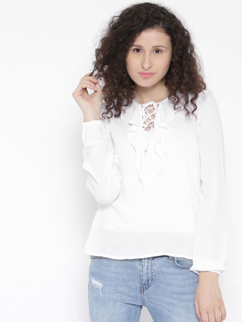

FOREVER 21 Women White Solid Top