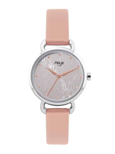 

FELIX Women Silver Printed Dial & Pink Leather Straps Analogue Watch F90547LBRW