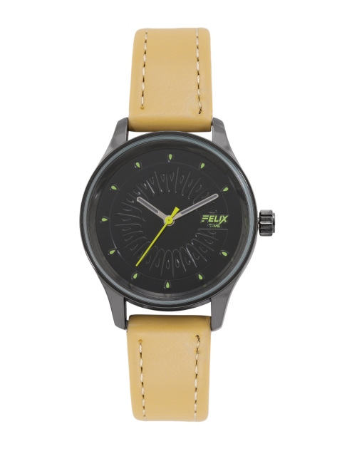 

FELIX Women Black Patterned Dial & Beige Leather Straps Analogue Watch F90521BLBG
