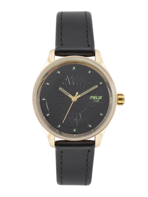 

FELIX Women Black Leather Textured Analogue Watch F90521BLGBK