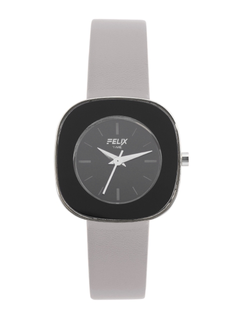 

FELIX Women Charcoal Grey Dial & Grey Leather Straps Analogue Watch F90201LGY