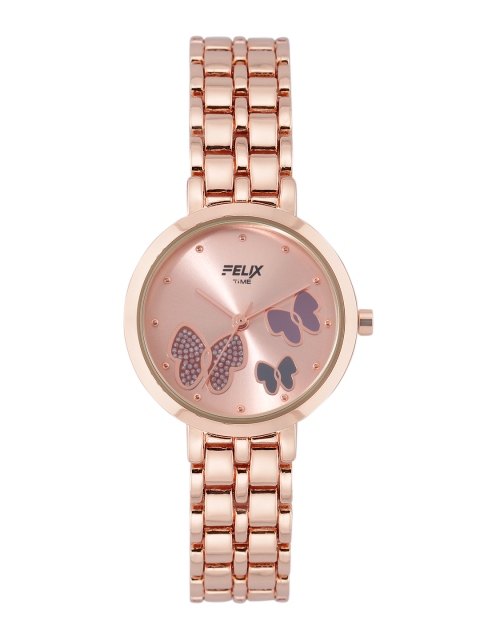 

FELIX Women Rose Gold-Toned Embellished Bracelet Style Analogue Watch