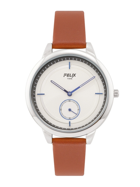 

FELIX Women White Textured Stainless Steel Dial Brown Leather Analogue Watch F90160LBR