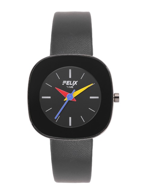 

FELIX Women Black Stainless Steel Solid Dial & Black Leather Analogue Watch F90201LBK
