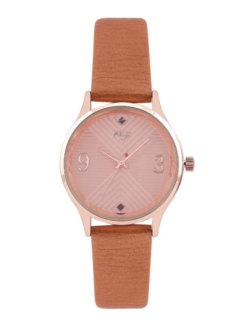 

FELIX Women Pink & Brown Textured Leather Analogue Watch F9061LCO